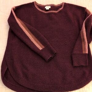 Women's Plum Sweater with Striped Sleeves